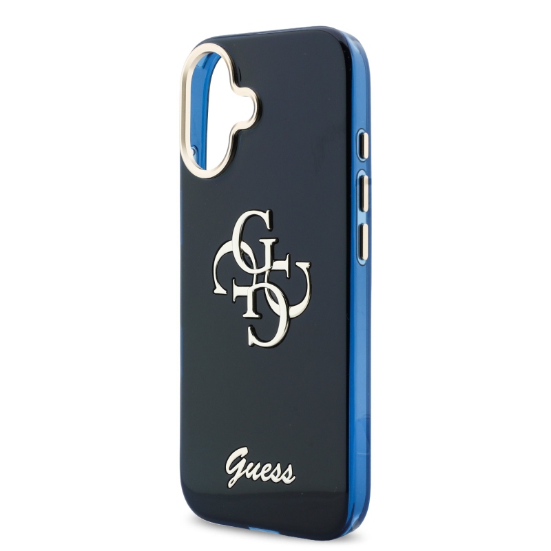 Guess IML 4G Script Metal Logo Zadný kryt pre iPhone 17 Blue