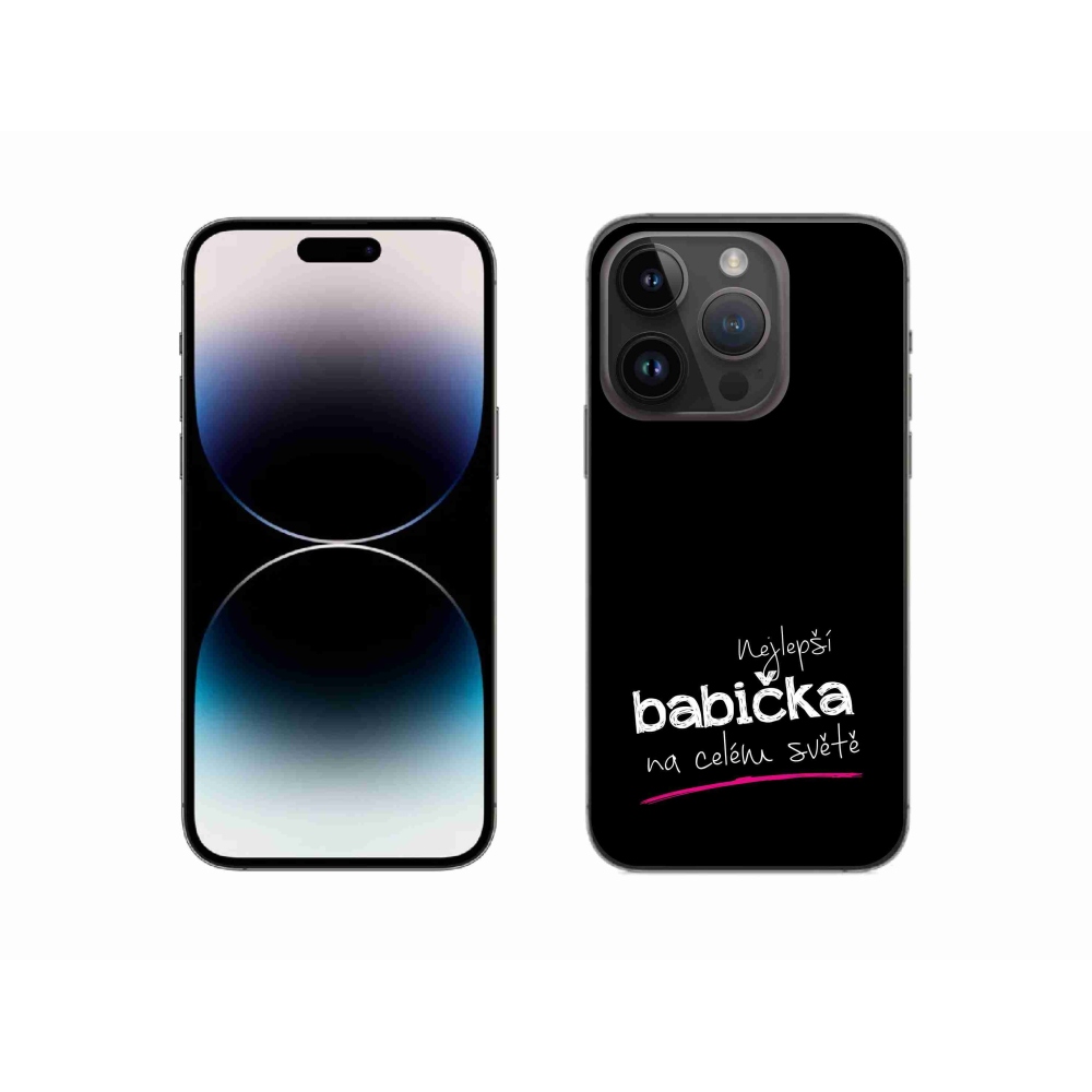 Gélový kryt mmCase na iPhone 14 Pro 6.1 - najlepšia babička 4 čierne pozadie