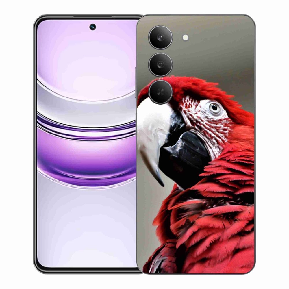Gélový kryt mmCase na Realme 14x 5G - papagáj ara červený