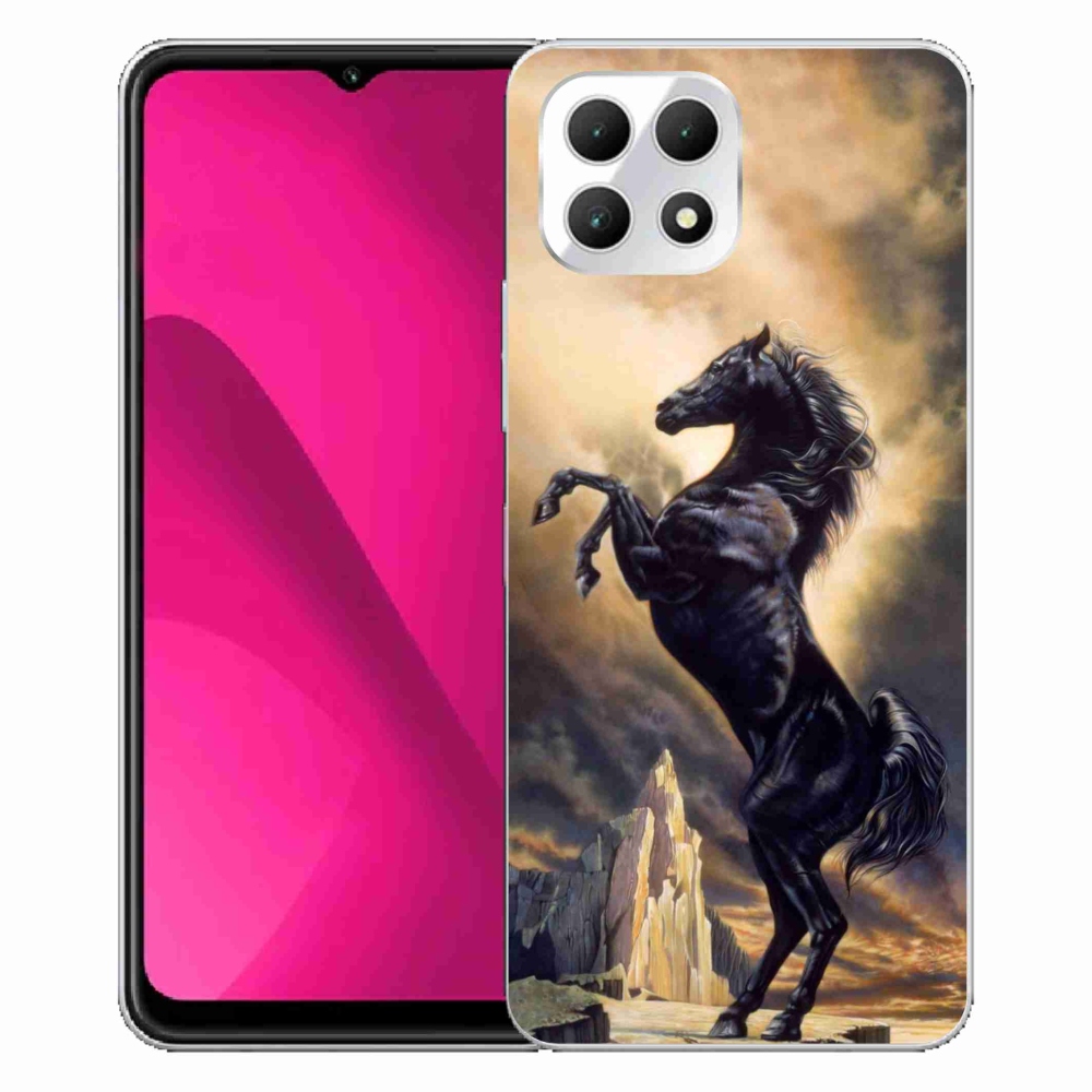 Gélový kryt mmCase na T-Mobile T Phone 2 - čierny kreslený kôň