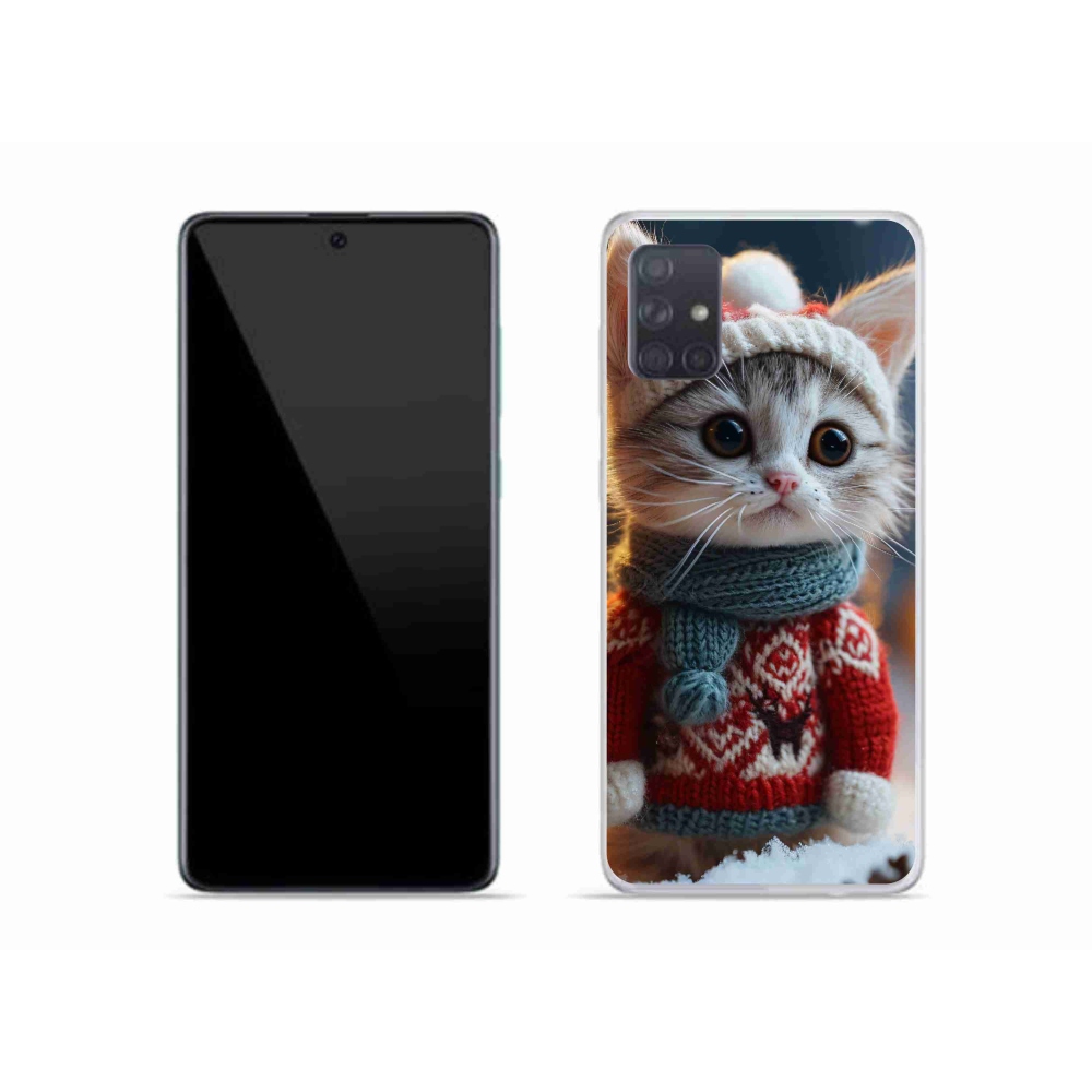Gélový kryt mmCase na Samsung Galaxy A51 - mačiatko vo svetri