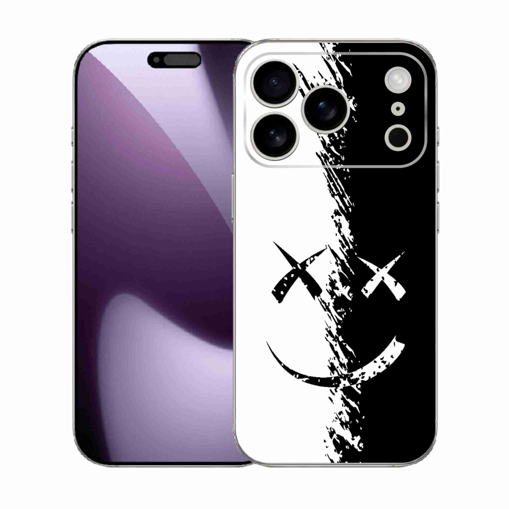 Gélový kryt mmCase na iPhone 17 Pro - čiernobiely smajlík