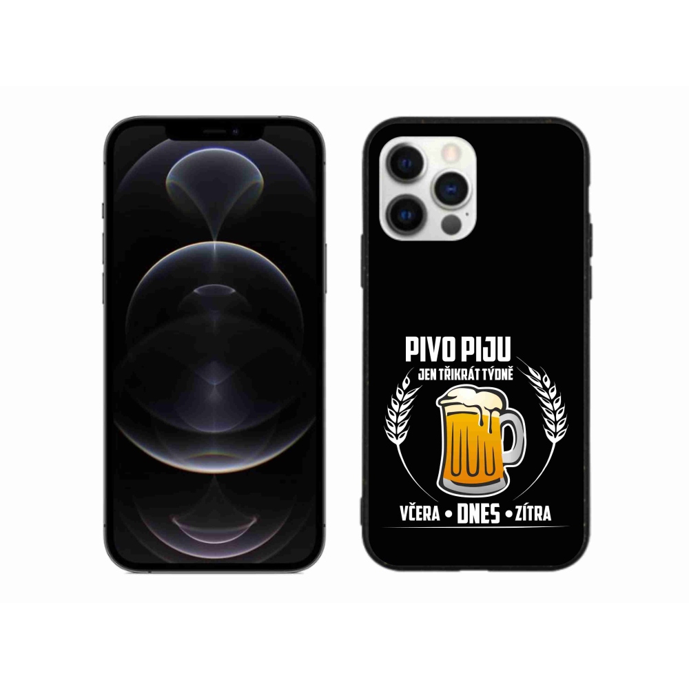 Gélový kryt mmCase na iPhone 12 Pro Max - pivný motív čierne pozadie