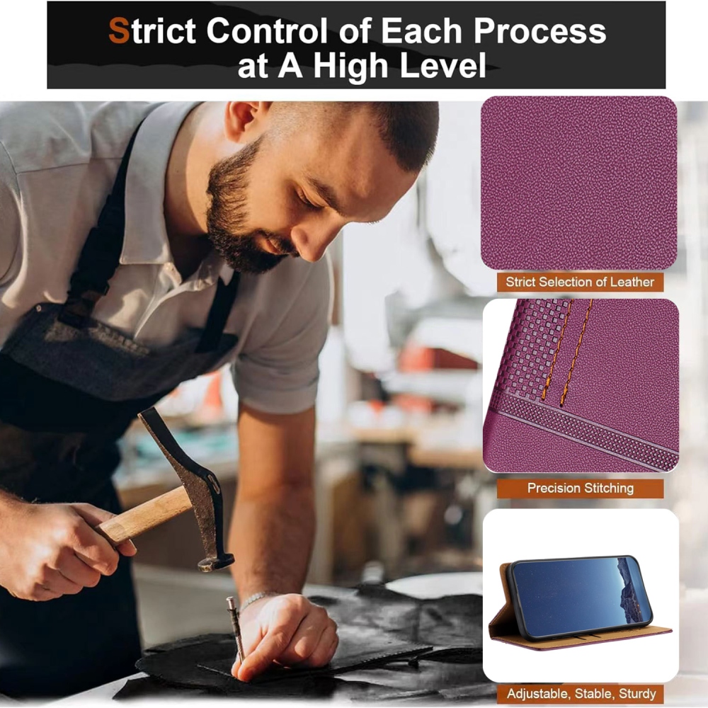 L-Shaped knižkové puzdro na Xiaomi 17 Ultra - fialové