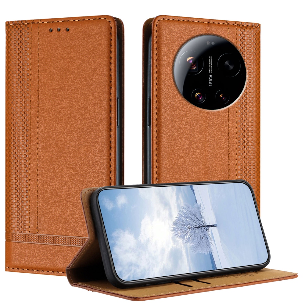 L-Shaped knižkové puzdro na Xiaomi 17 Ultra - hnedé