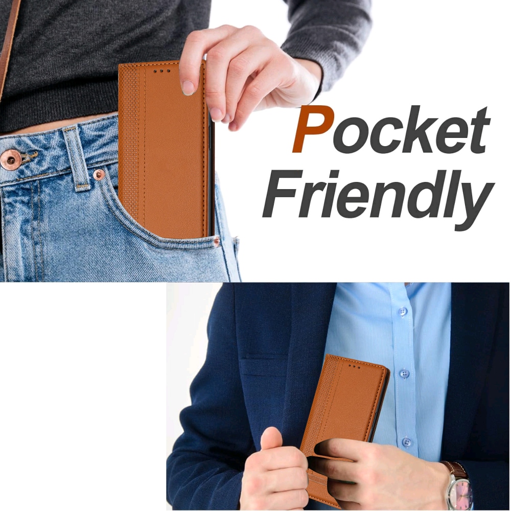 L-Shaped knižkové puzdro na Xiaomi 17 Ultra - hnedé