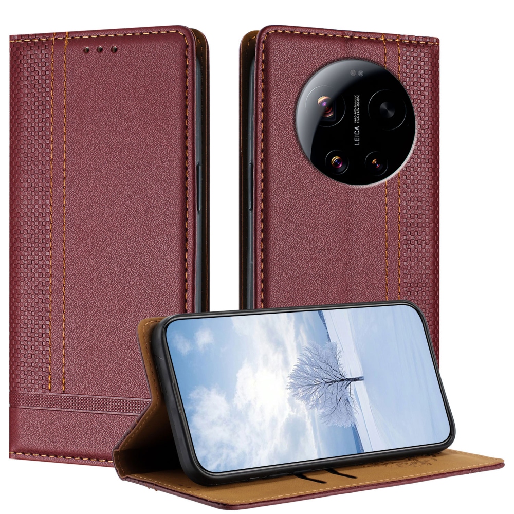 L-Shaped knižkové púzdro na Xiaomi 17 Ultra - vínové