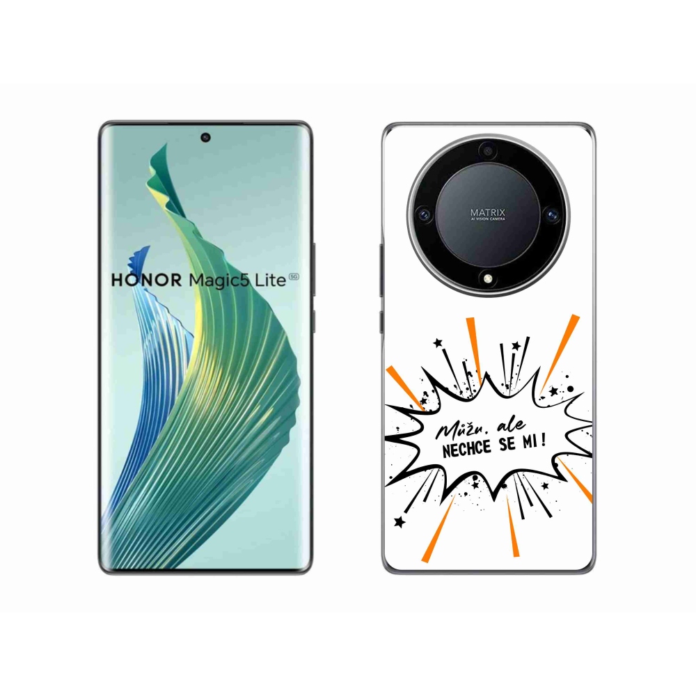 Gélový kryt mmCase na Honor Magic 5 Lite 5G - vtipný text 11 biele pozadie