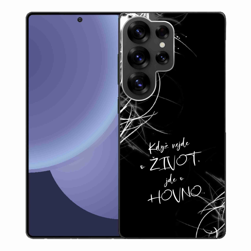 Gélový kryt mmCase na Samsung Galaxy S25 Ultra - vtipný text 16 čierne pozadie