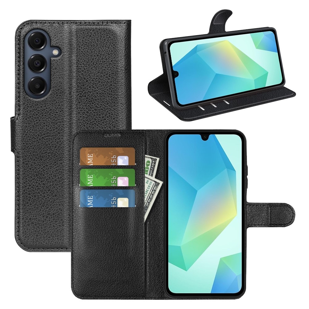 Litchi knižkové púzdro na Samsung Galaxy A17 5G - čierne