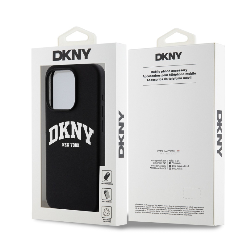 DKNY Liquid Silicone Arch Logo MagSafe Zadný Kryt pre iPhone 15 Pro Black