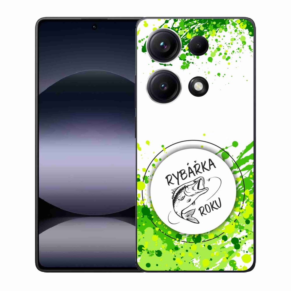 Gélový kryt mmCase na Xiaomi Redmi Note 14S - rybárka roku biele pozadie