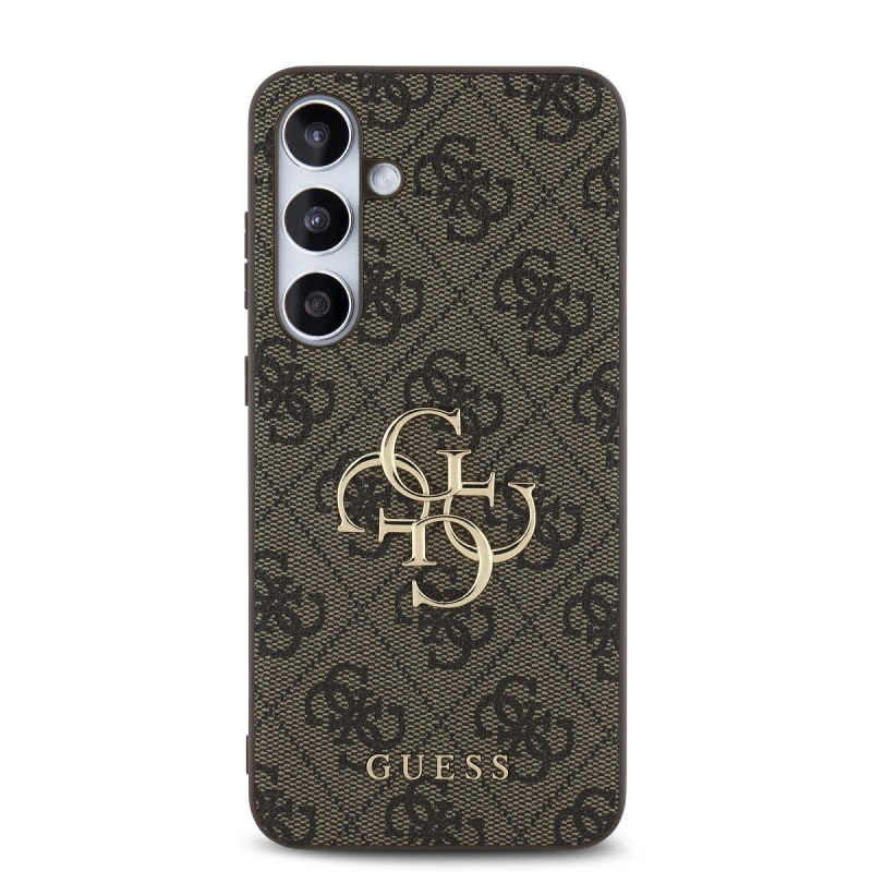 Guess PU 4G Metal Logo Zadní Kryt pre Samsung Galaxy S24 FE Brown