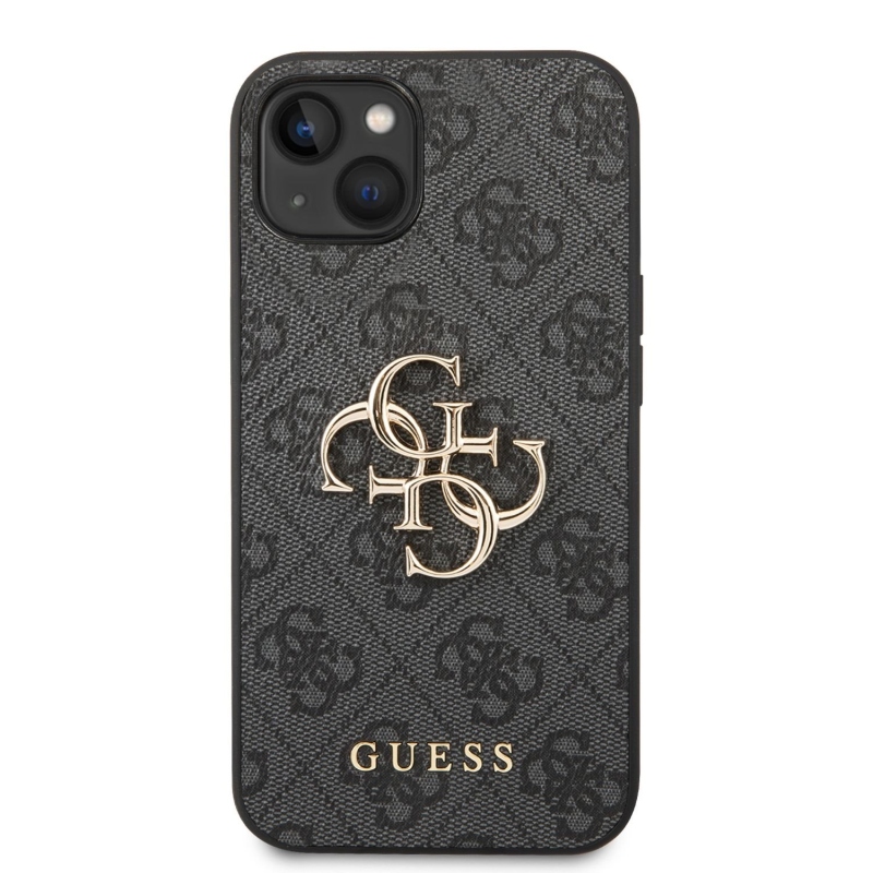 Guess PU 4G Metal Logo Zadný Kryt pre iPhone 14 Grey