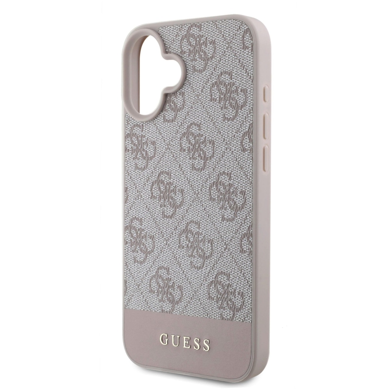 Guess PU 4G Stripe Zadný Kryt pre iPhone 16 Pink
