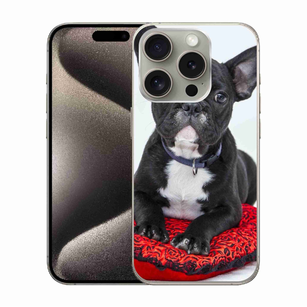 Gélový obal mmCase na iPhone 15 Pro - buldog