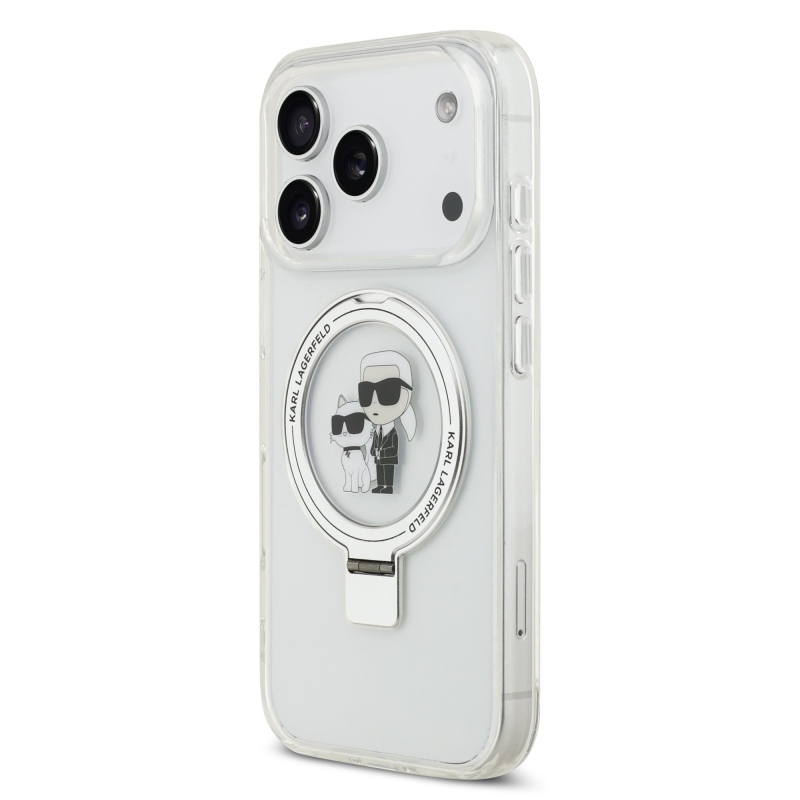 Karl Lagerfeld Ringstand Karl and Choupette MagSafe zadný kryt pre iPhone 17 Pro White