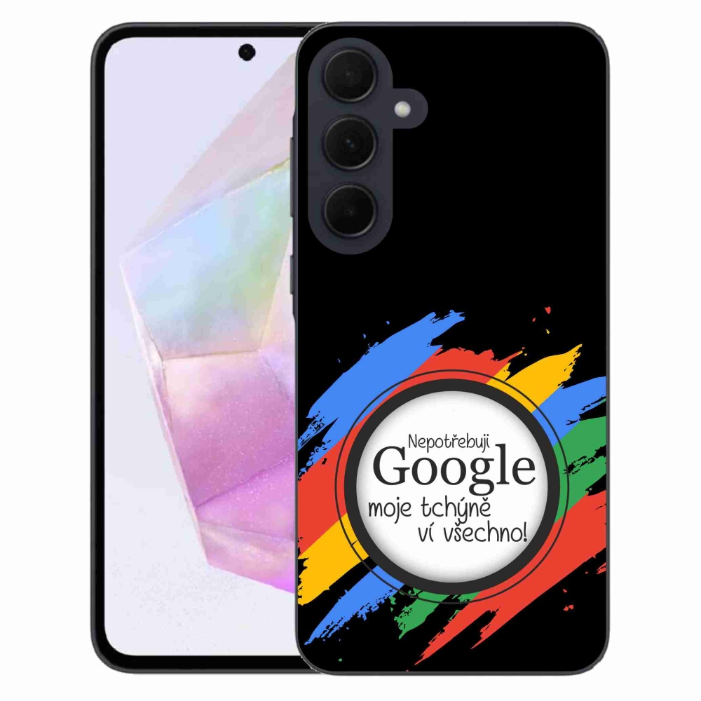 Gélový kryt mmCase na Samsung Galaxy A35 5G - svokra vie všetko čierne pozadie