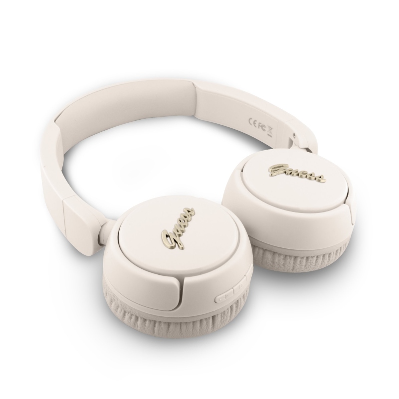 Guess Script Metal Logo Bezdrôtové Slúchadlá Beige