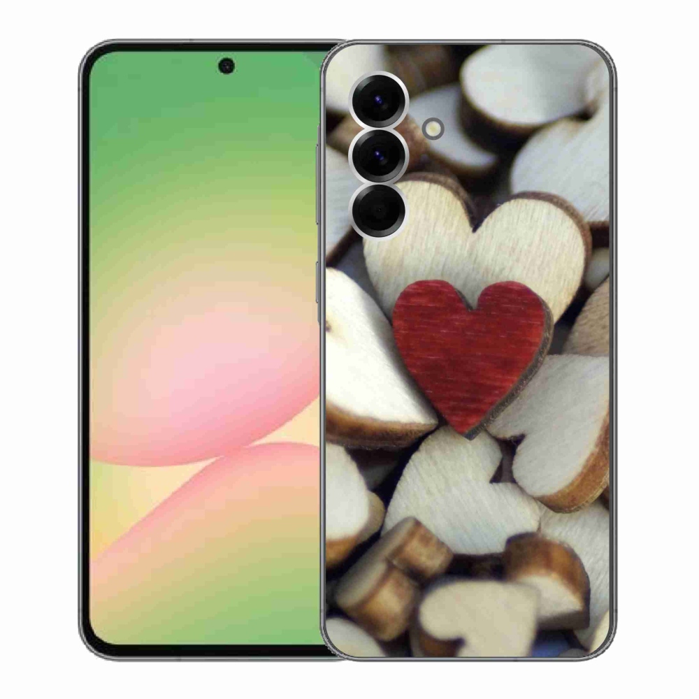Gélový kryt mmCase na Samsung Galaxy A56 5G - gravírované červené srdce