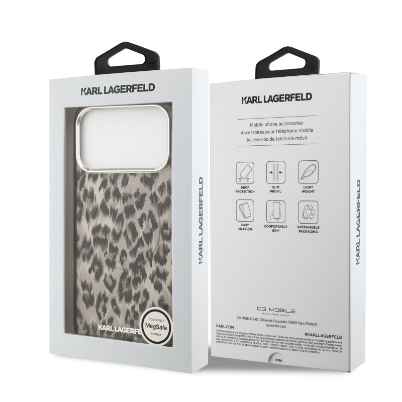 Karl Lagerfeld IML Leopard MagSafe Zadný Kryt pre iPhone 17 Pro Max Brown
