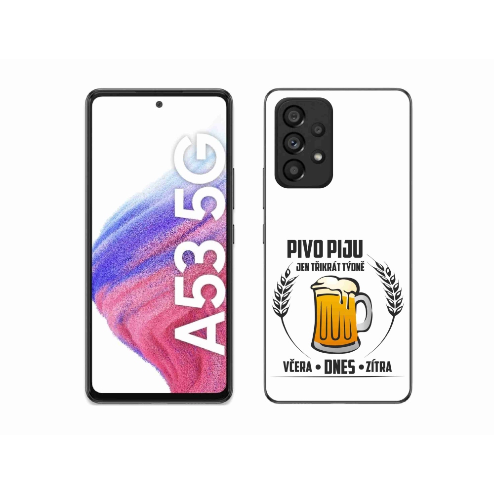 Gélový kryt mmCase na Samsung Galaxy A53 5G - pivný motív biele pozadie