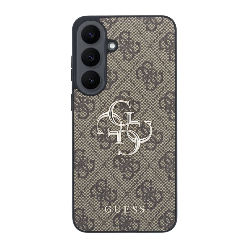 Guess PU 4G Metal Logo zadný kryt pre Samsung Galaxy S26 FE, hnedý
