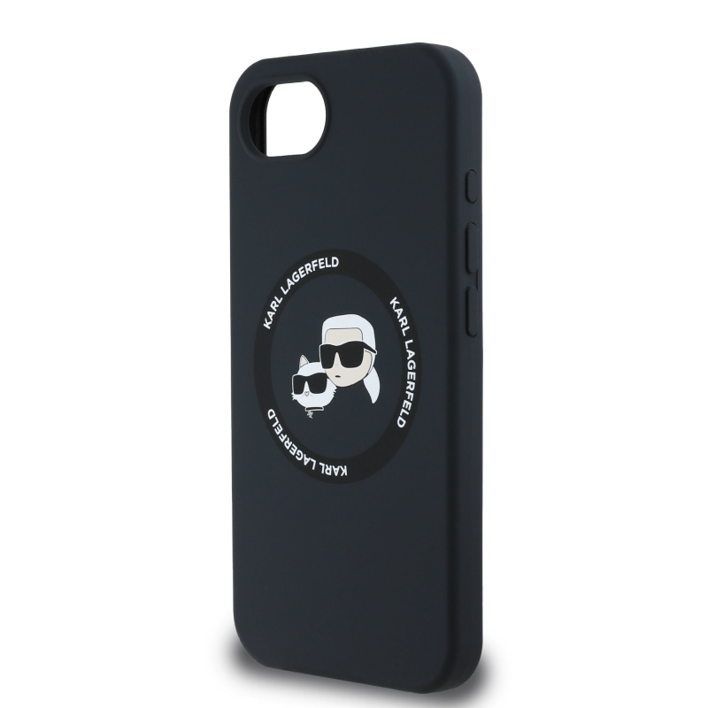 Karl Lagerfeld Liquid Silicone K&CH Heads MagSafe Zadný Kryt pre iPhone 16e Black