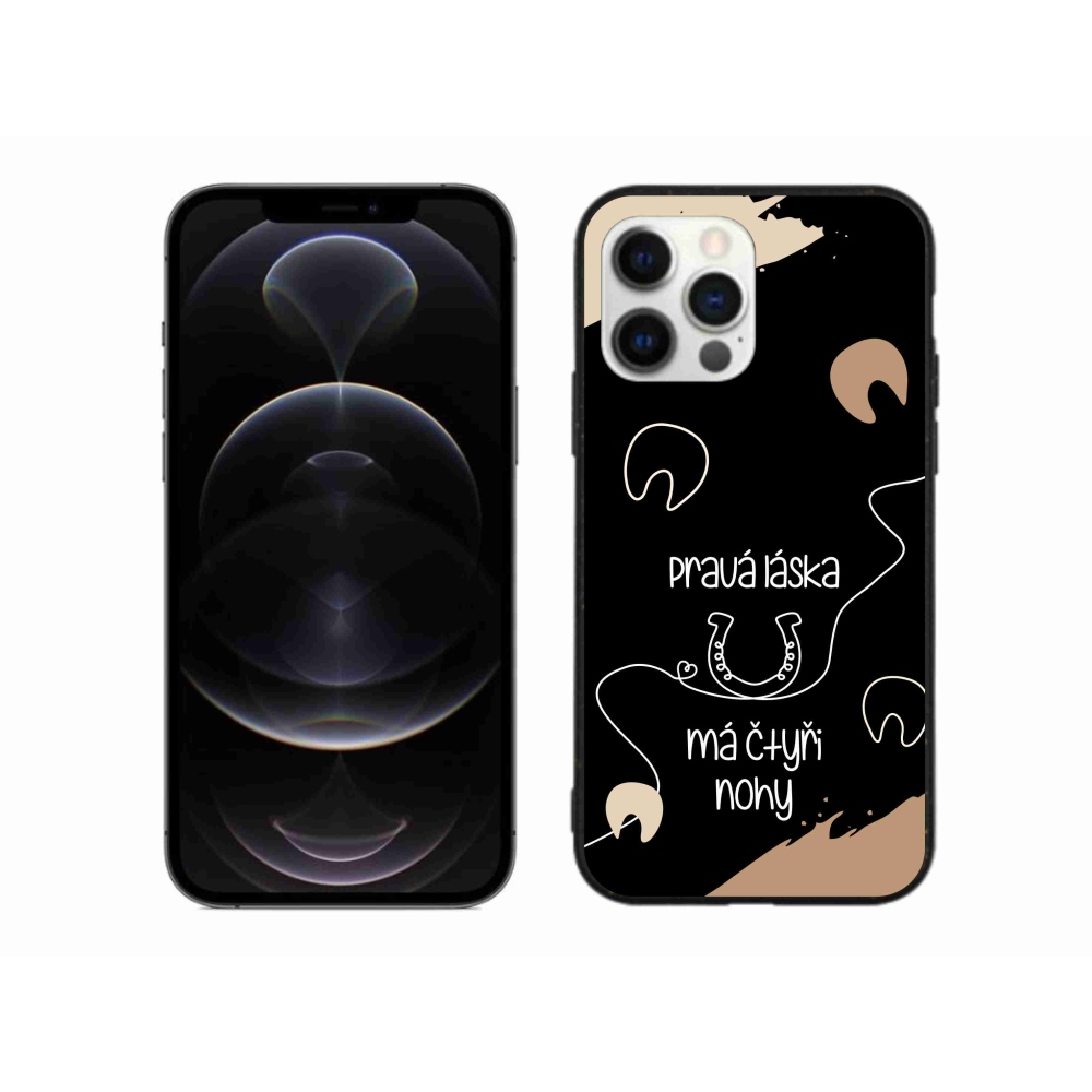 Gélový kryt mmCase na iPhone 12 Pro Max - konský motív čierne pozadie