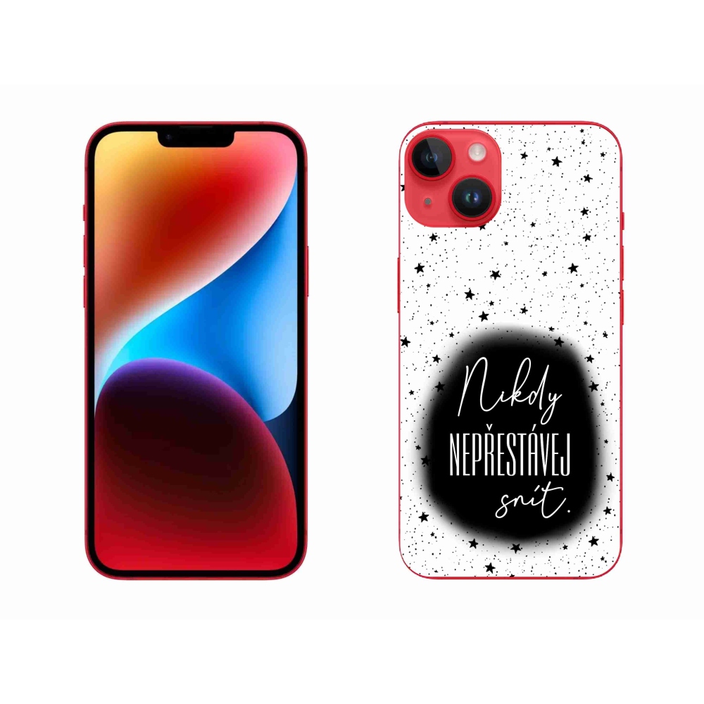 Gélový kryt mmCase na iPhone 14 Plus - citát 1 čiernobiele pozadie