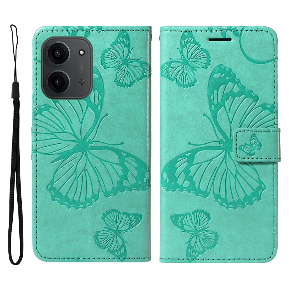 Big Butterfly knižkové púzdro na Xiaomi Redmi 15C 4G/5G (173mm) - modrozelené