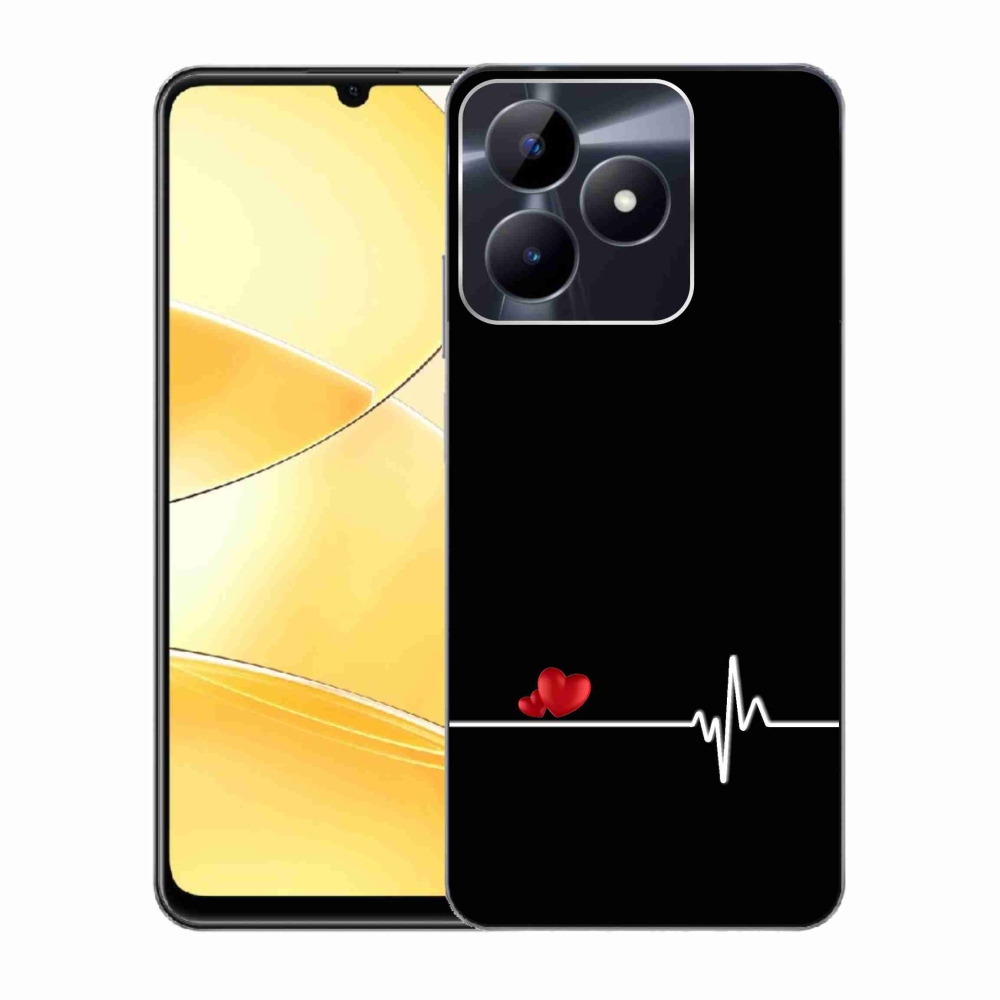 Gélový kryt mmCase na Realme C51/C53 - srdce a tep čierne pozadie