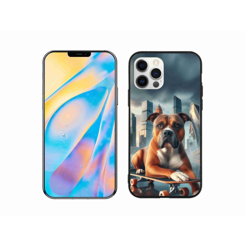 Gélový kryt mmCase na iPhone 12 - pes na skateboarde