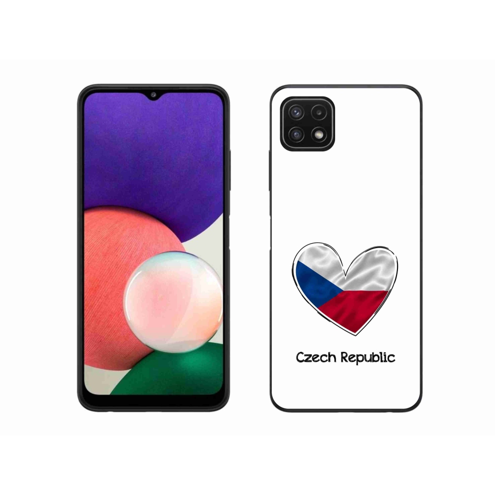 Gélový kryt mmCase na Samsung Galaxy A22 5G - vlajka srdca biele pozadie