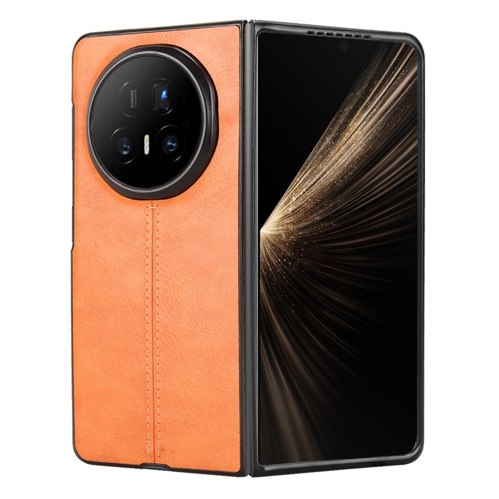Stitchi plastový obal potiahnutý umelou kožou na mobil Honor Magic V5 - oranžový