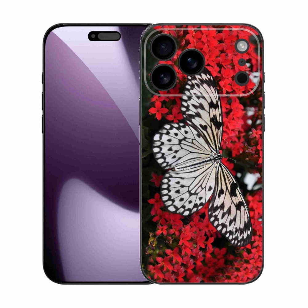 Gélový kryt mmCase na iPhone 17 Pro Max - čiernobiely motýľ 1