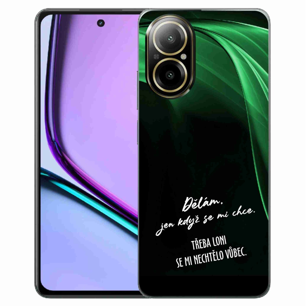 Gélový kryt mmCase na Realme C67 - vtipný text 12 čierne pozadie