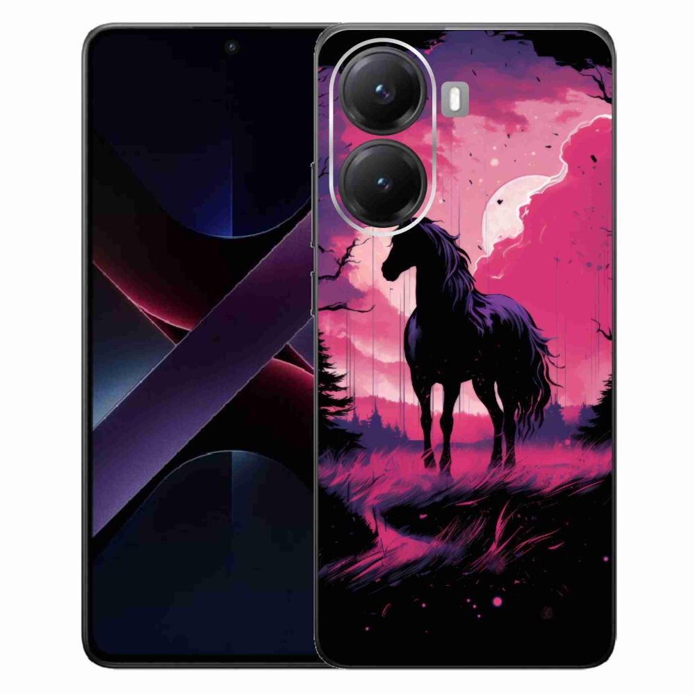 Gélový kryt mmCase na Xiaomi Poco X7 Pro 5G - čierny kreslený kôň 1