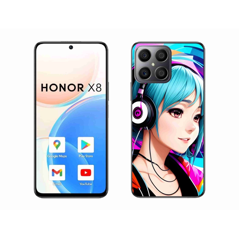 Gélový kryt mmCase na Honor X8 - dievča so slúchadlami