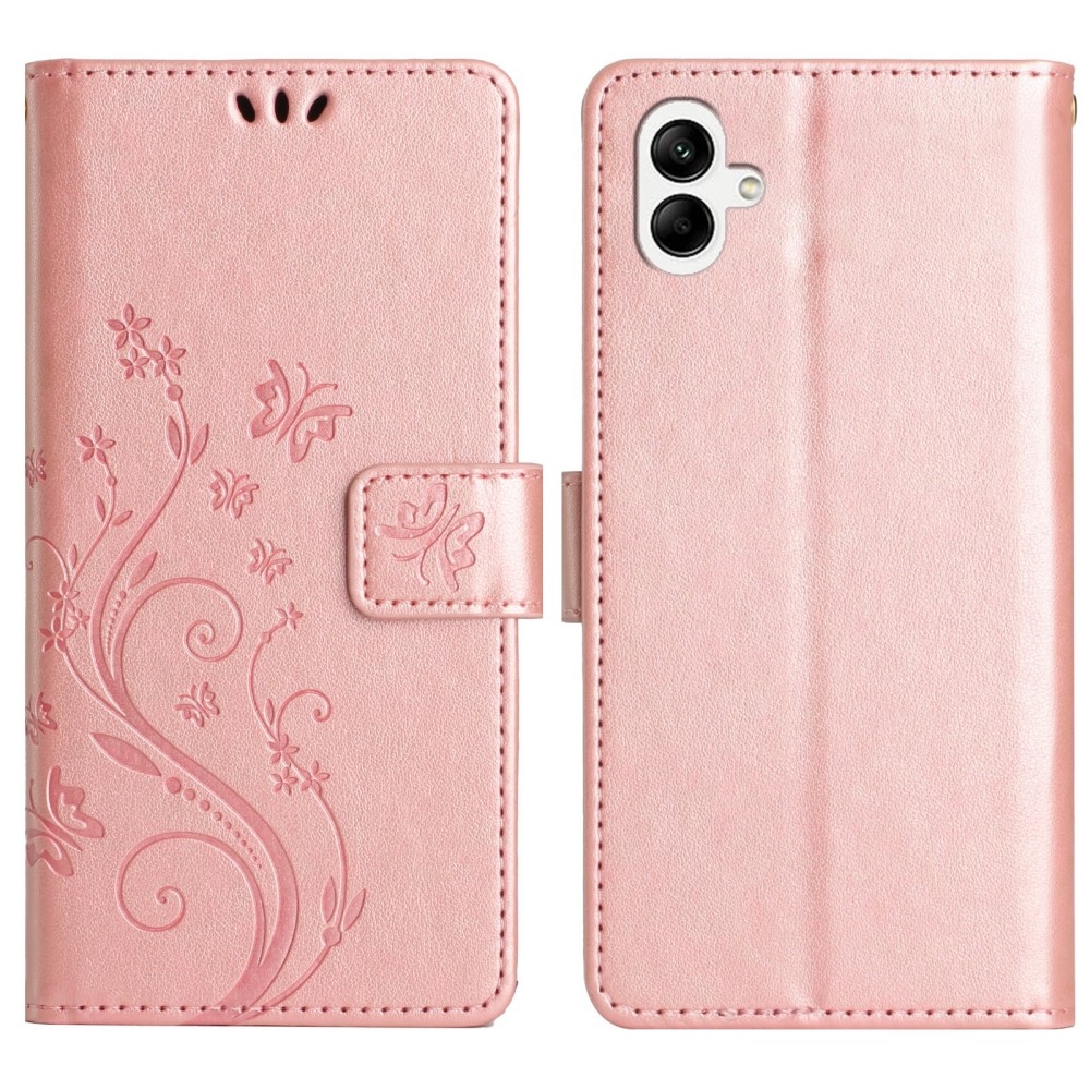 Flowers knižkové púzdro na Samsung Galaxy A06 4G - ružovozlaté