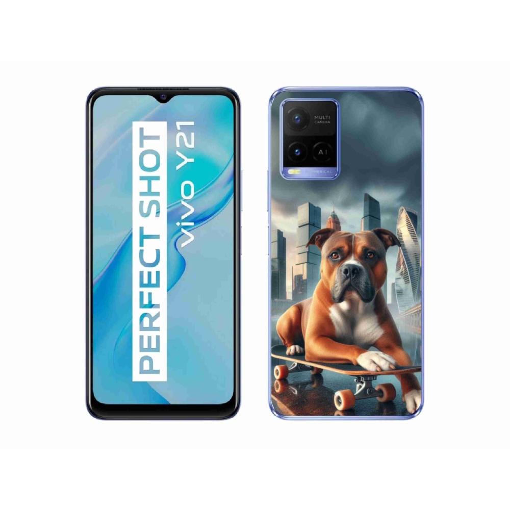 Gélový kryt mmCase na Vivo Y21/Y21s/Y33s - pes na skateboarde