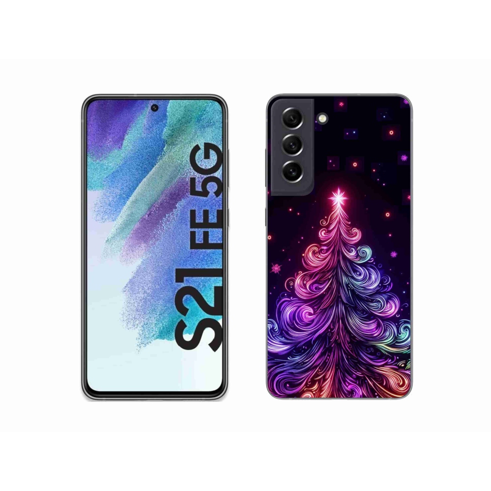 Gélový kryt mmCase na Samsung Galaxy S21 FE 5G - neónový vianočný stromček 1