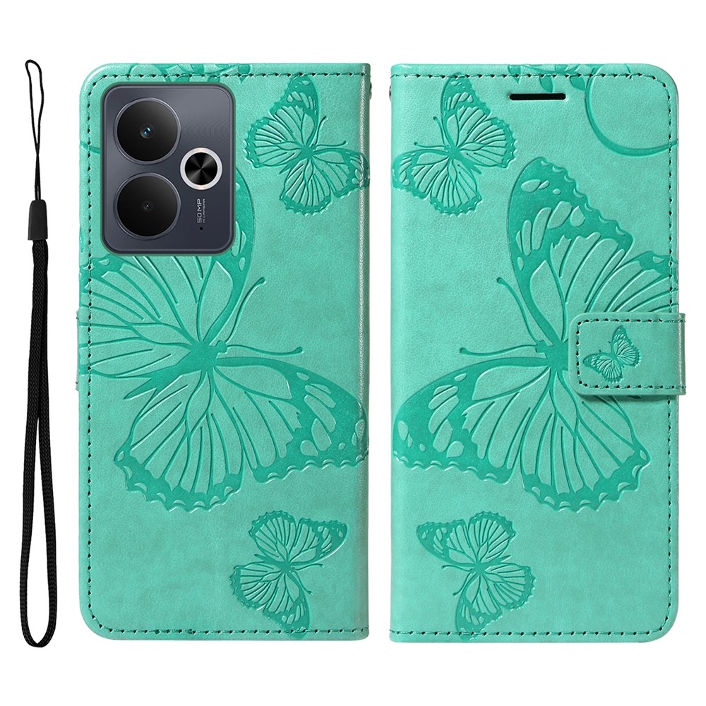 Big Butterfly knižkové puzdro na Realme 14 5G/14T 5G - modrozelené