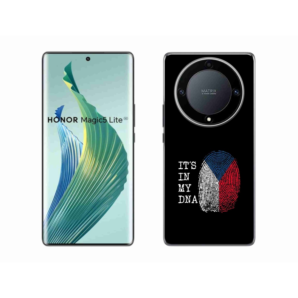 Gélový kryt mmCase na Honor Magic 5 Lite 5G - vlajka odtlačok prsta čierne pozadie