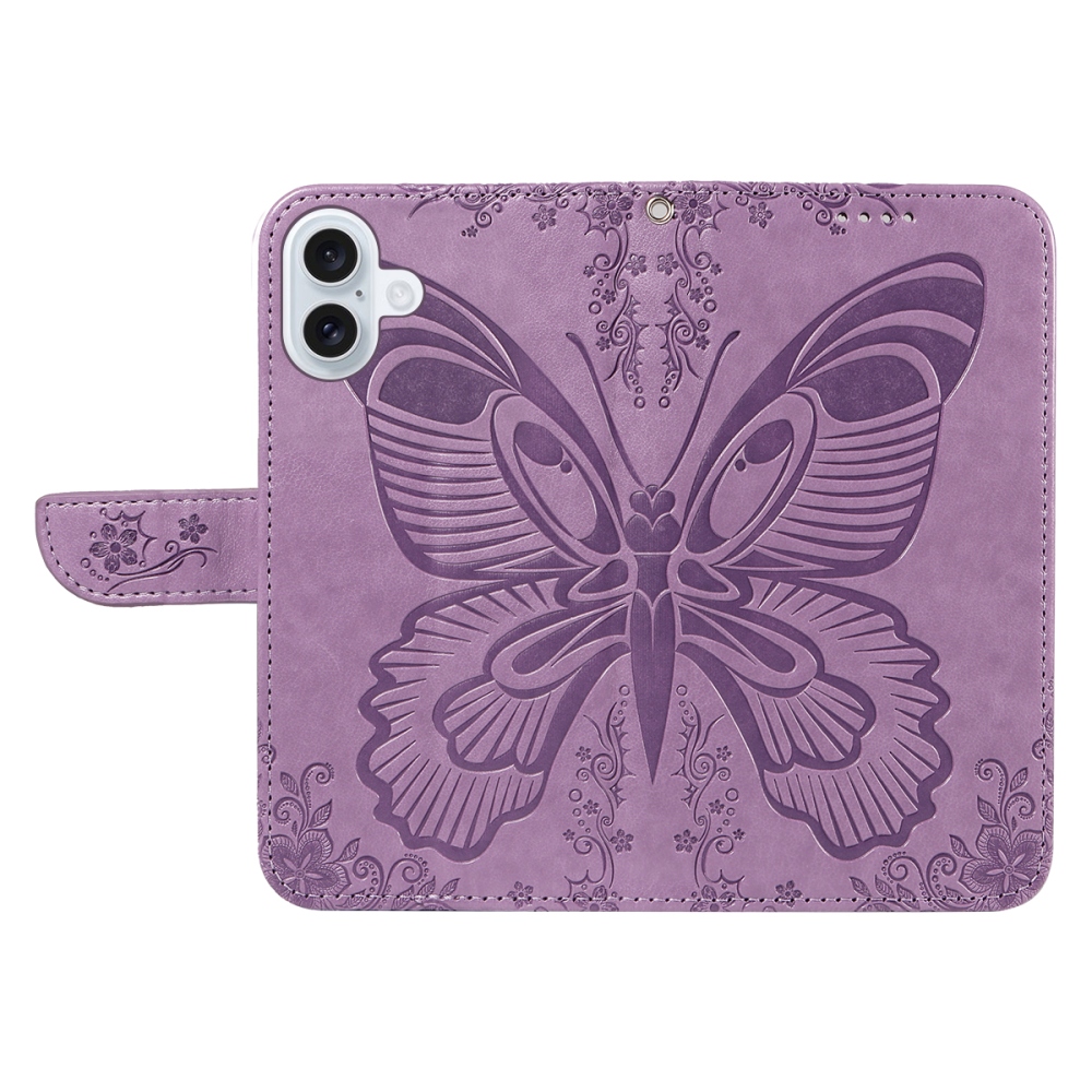 Floral Butterfly knižkové púzdro na iPhone 17 - svetlofialové