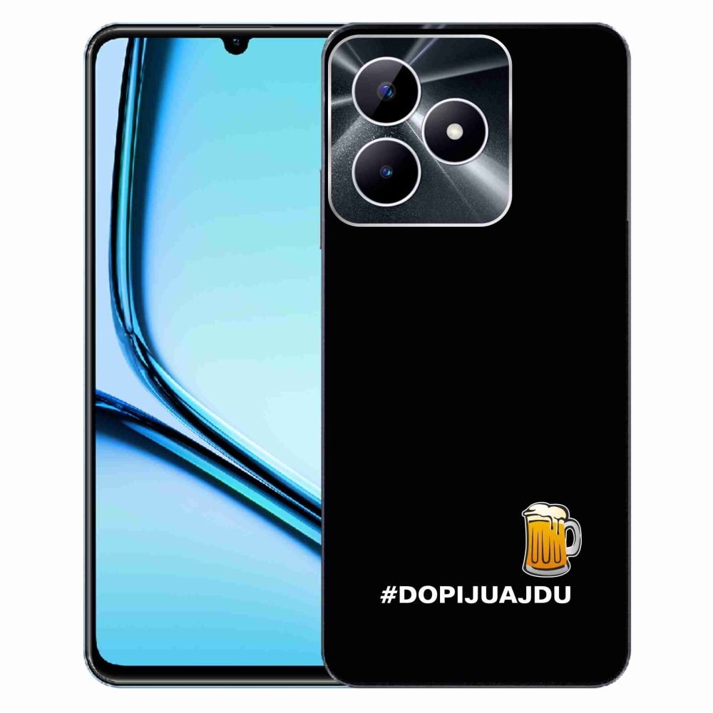 Gélový kryt mmCase na Realme Note 50 - pivný motív 1 čierne pozadie