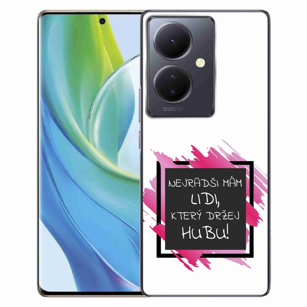 Gélový kryt mmCase na Vivo V29 Lite 5G - vtipný text 7 čiernobiele pozadie