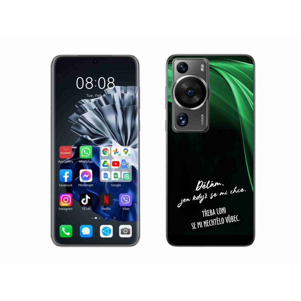 Gélový kryt mmCase na Huawei P60 Pro - vtipný text 12 čierne pozadie