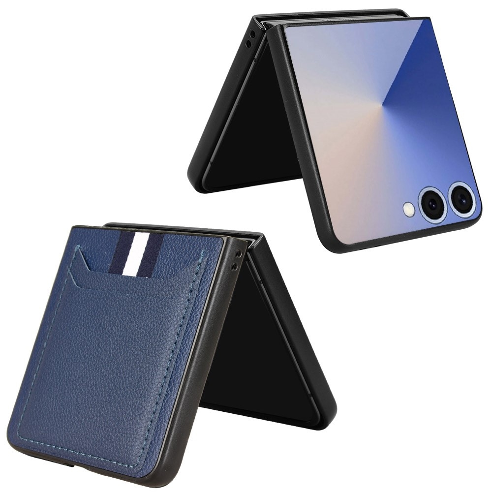 Combi plastový kryt s umelou kožou na Samsung Galaxy Z Flip7 5G - modrý