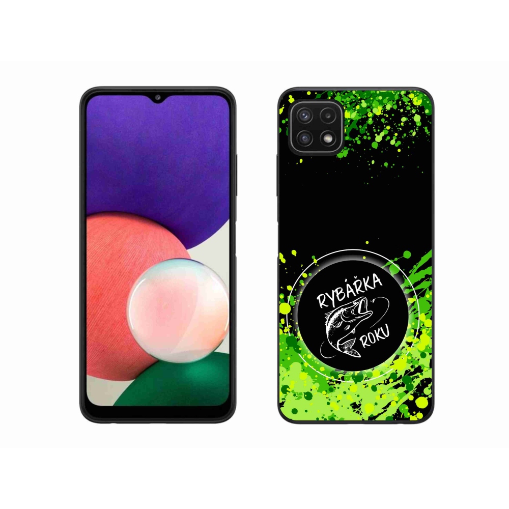 Gélový kryt mmCase na Samsung Galaxy A22 5G - rybárka roku čierne pozadie